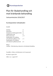 Plan för likabehandling och mot kränkande