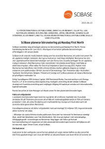 SciBase planerar börsnotering på Nasdaq First North
