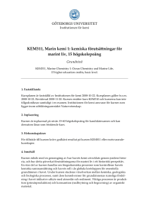 KEM311, Marin kemi 1: kemiska förutsättningar för marint liv, 15