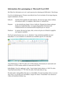 Information efter genomgång av Microsoft Excel 2010