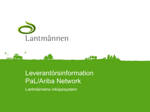 Leverantörsinformation PaL/Ariba Network