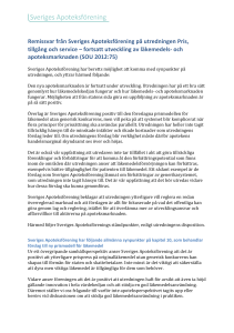 Remissvar SOU 2012:75 - Sveriges Apoteksförening