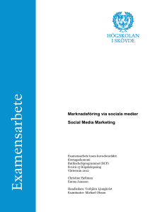 Marknadsföring via sociala medier Social Media Marketing