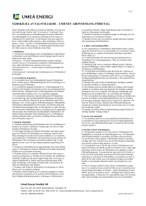 Särskilda avtalsvillkor UmeNet företag abonnemang
