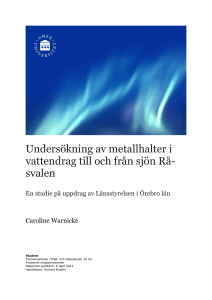 Undersökning av metallhalter i vattendrag till och från sjön Rå