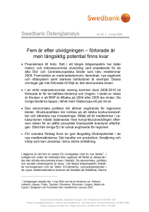 Swedbank Östersjöanalys Fem år efter utvidgningen – förlorade år