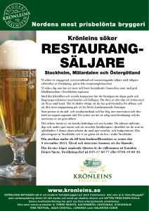restaurang- säljare - Krönleins Bryggeri AB