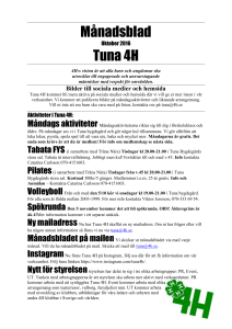 Månadsblad Tuna 4H