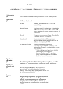 ALLMÄNNA AVTALSVILLKOR FÖR KONSULTUPPDRAG VID PTS