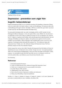 Depression - prevention som utgår från kognitiv beteendeterapi
