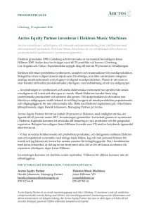 Arctos Equity Partner investerar i Elektron Music Machines