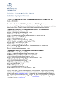 Valbara kurser inom NGEVK Kandidatprogram i geovetenskap, 180