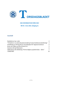 Torsdagsbladet HSO-information Från oss! NR 87, V.20, 2016