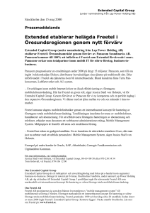 Extended etablerar helägda Freetel i Öresundsregionen