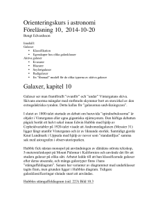 Orienteringskurs i astronomi Föreläsning 10, 2014-10