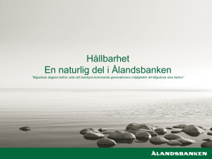 Hållbarhet en naturlig del i Ålandsbanken Tove Erikslund