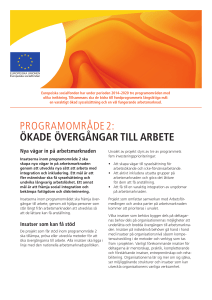 programområde 2: ökade övergångar till arbete - Svenska ESF