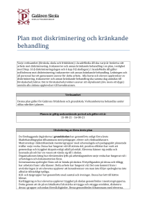 Plan mot diskriminering och kra nkande behandling