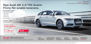 Nya Audi A6 2.0 TDI Avant. Finns för snabb leverans.