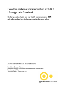 Hotellbranschens kommunikation av CSR i Sverige och Grekland