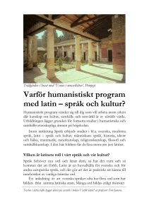 Varför humanistiskt program med latin – språk och kultur?