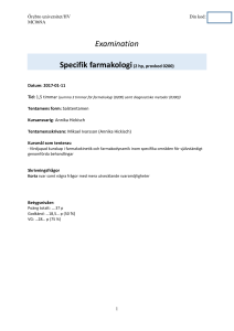 Examination Specifik farmakologi(2 hp, provkod
