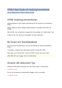 HTML-kodning konventioner Be Smart och framtidssäkrad