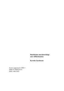 Durkheims moralsociologi och välfärdsstaten Kerstin Jacobsson