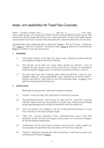 Avtals- och rabattvillkor för Travel Pass Corporate.