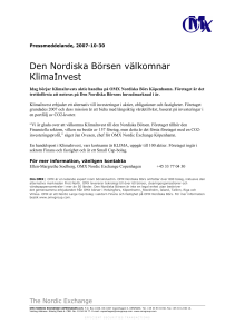 Den Nordiska Börsen välkomnar KlimaInvest