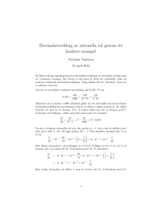 Decimalutveckling av rationella tal genom ett konkret exempel