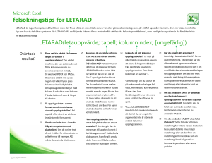 felsökningstips för LETARAD