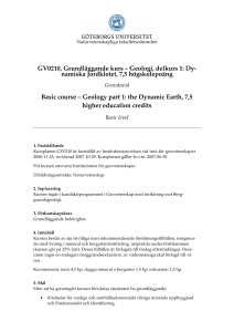 GV0210, Grundläggande kurs – Geologi, delkurs 1: Dy