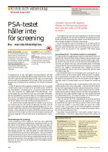PSA-testet håller inte för screening