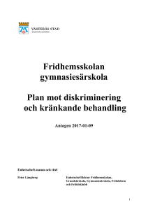 Plan mot diskriminering och kränkande behandling