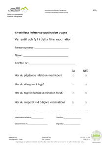 Checklista influensavaccination vuxna