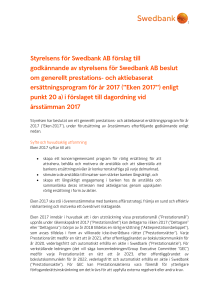Styrelsens för Swedbank AB förslag till godkännande av styrelsens