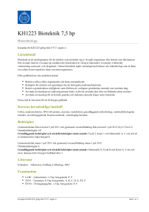 KTH | KH1223 Bioteknik 7,5 hp