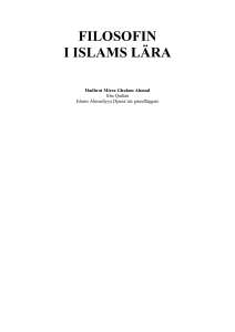 filosofin i islams lä ra - Ahmadiyya Muslimska Samfundet
