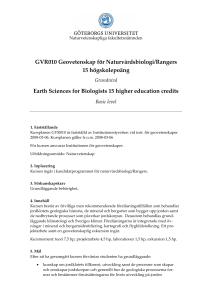 GVR010 Geovetenskap för Naturvårdsbiologi/Rangers 15