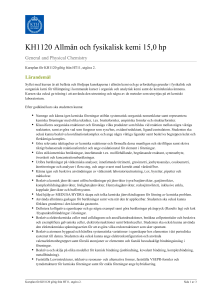 KTH | KH1120 Allmän och fysikalisk kemi 15,0 hp