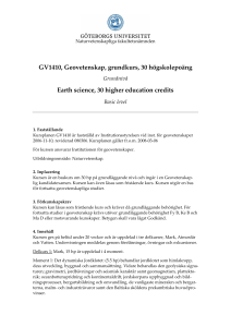GV1410, Geovetenskap, grundkurs, 30 högskolepoäng Earth