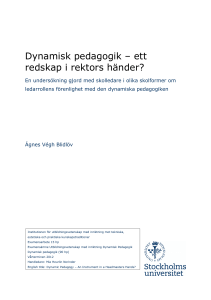 Dynamisk pedagogik – ett redskap i rektors