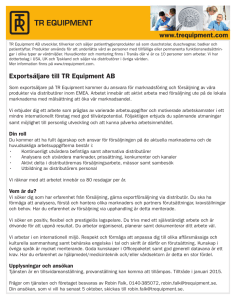 www.trequipment.com Exportsäljare till TR Equipment AB