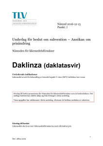 Underlag för beslut om Daklinza (daklatasvir) - Tandvårds