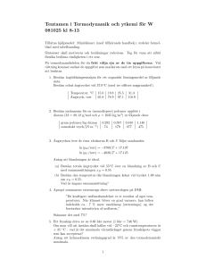 Tentamen i Termodynamik och ytkemi för W 081025 kl 8-13