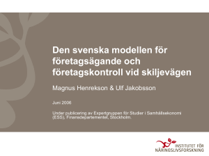 Den svenska modellen för företagsägande och företagskontroll vid
