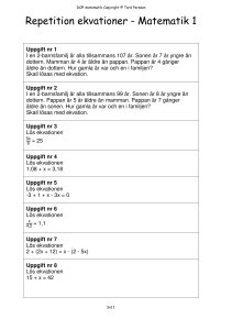 Repetition ekvationer - Matematik 1