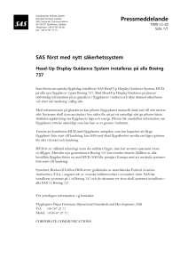 SAS Pressmeddelande Svensk