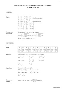 formler till nationellt prov i matematik kurs c, d och e